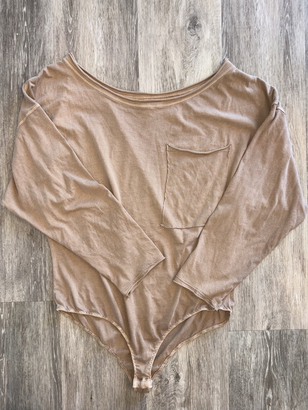 Intimately Free People Dolman Long Sleeve Pocket Bodysuit size M Camel brown